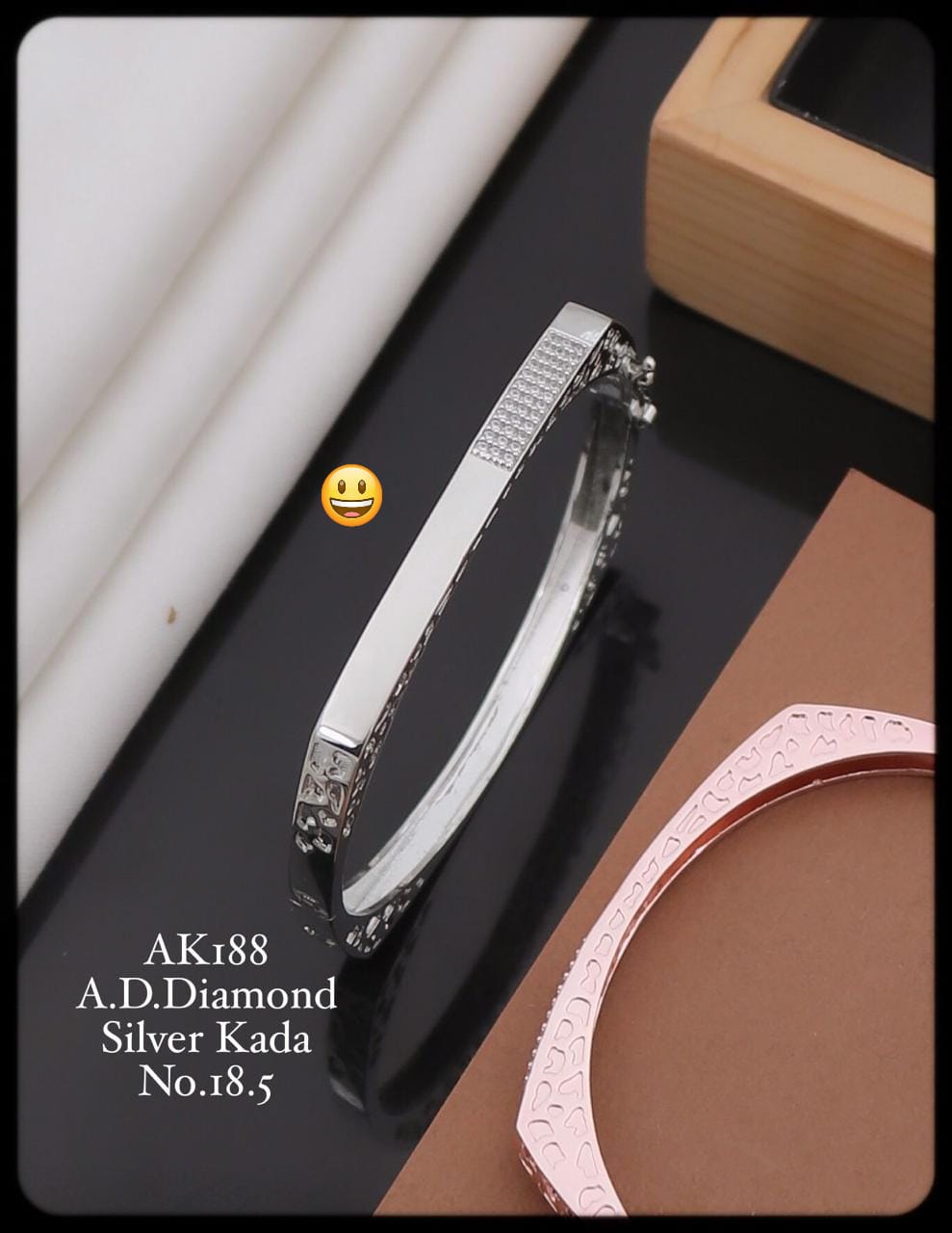 Accessories AD Diamond Designer Rose Gold And Silver Kada 4
